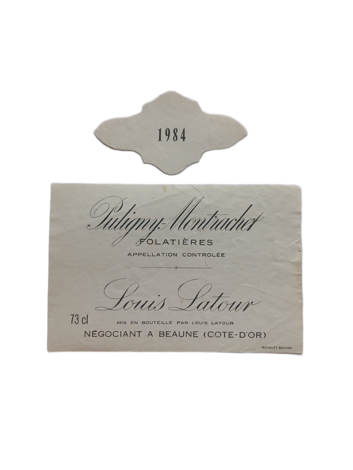 Étiquette vin Puligny-Montrachet 1984 – Louis Latour Vinaé