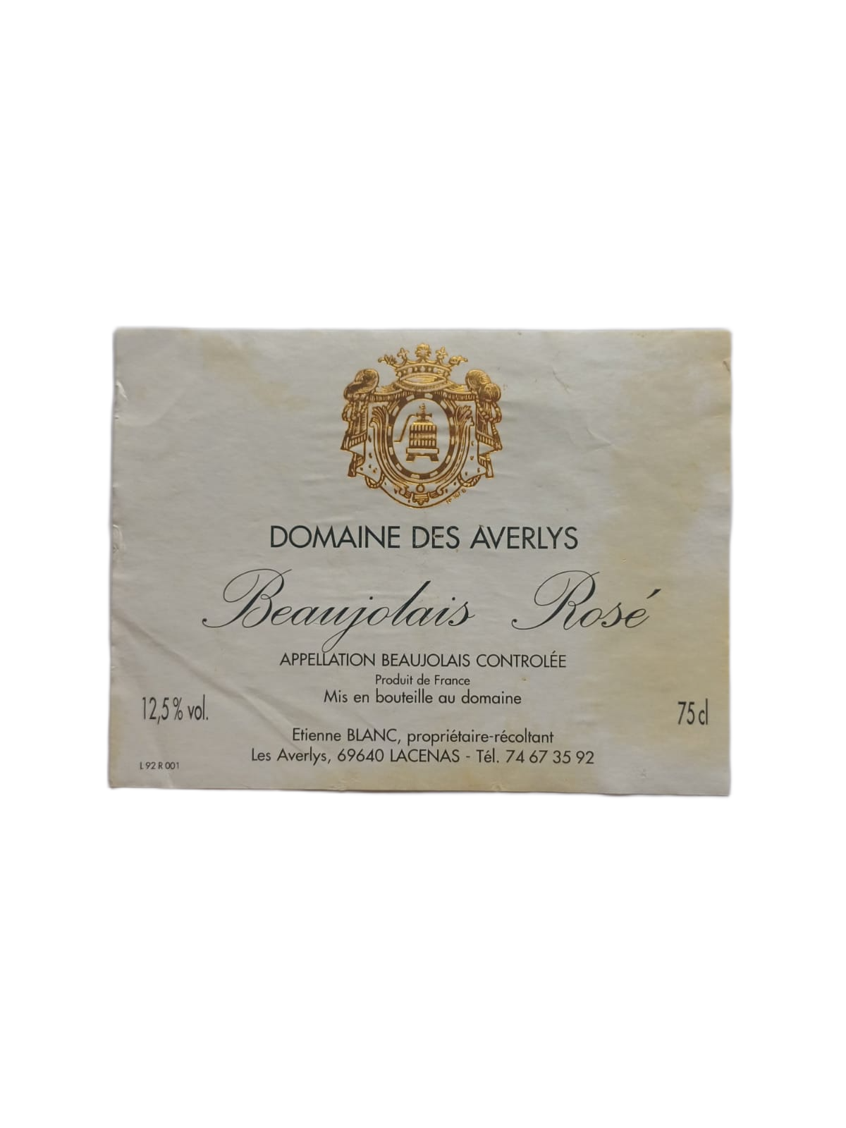 Étiquette vin Beaujolais Rosé – Domaine des Averlys Vinaé