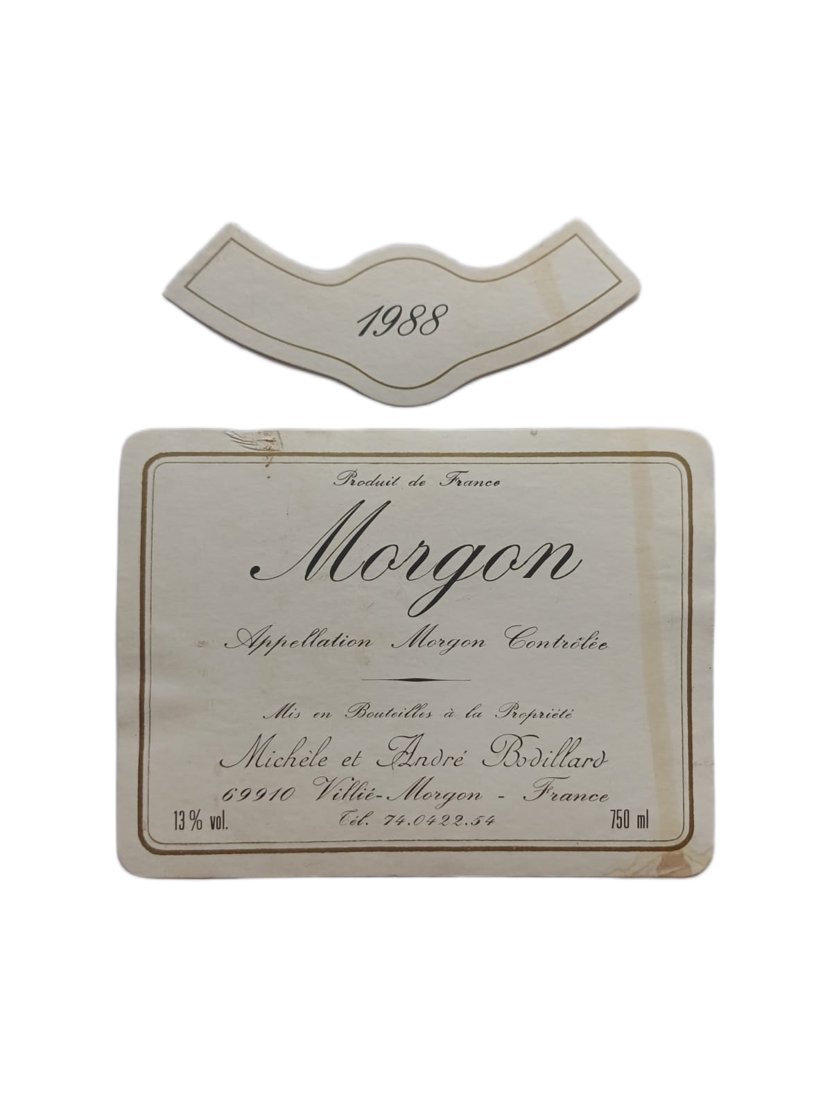 Étiquette vin Morgon 1988 – Michèle et André Bodillard Vinaé