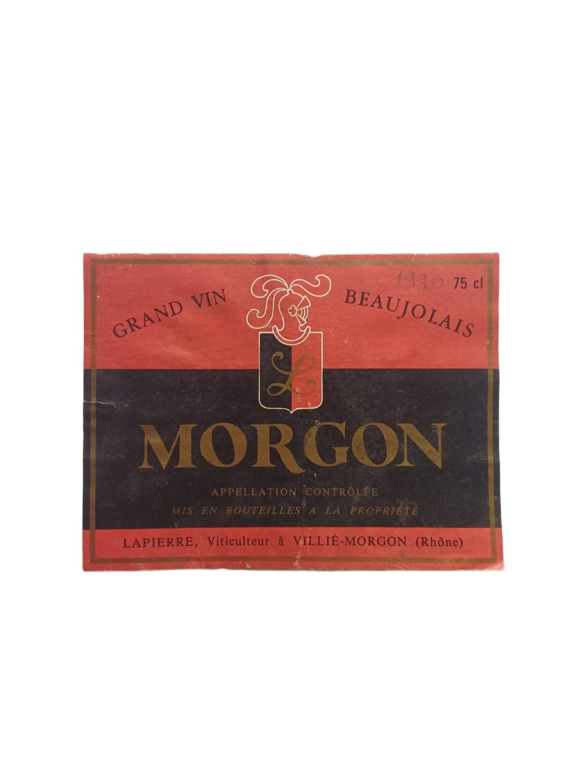 Étiquette vin Morgon 1990 – Lapierre Vinaé