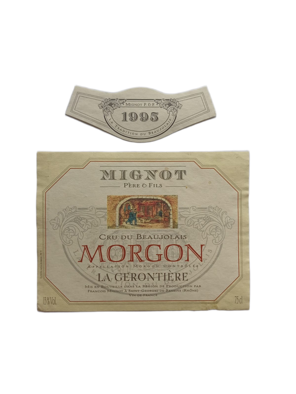 Étiquette vin Morgon 1995 – Mignot Père & fils Vinaé