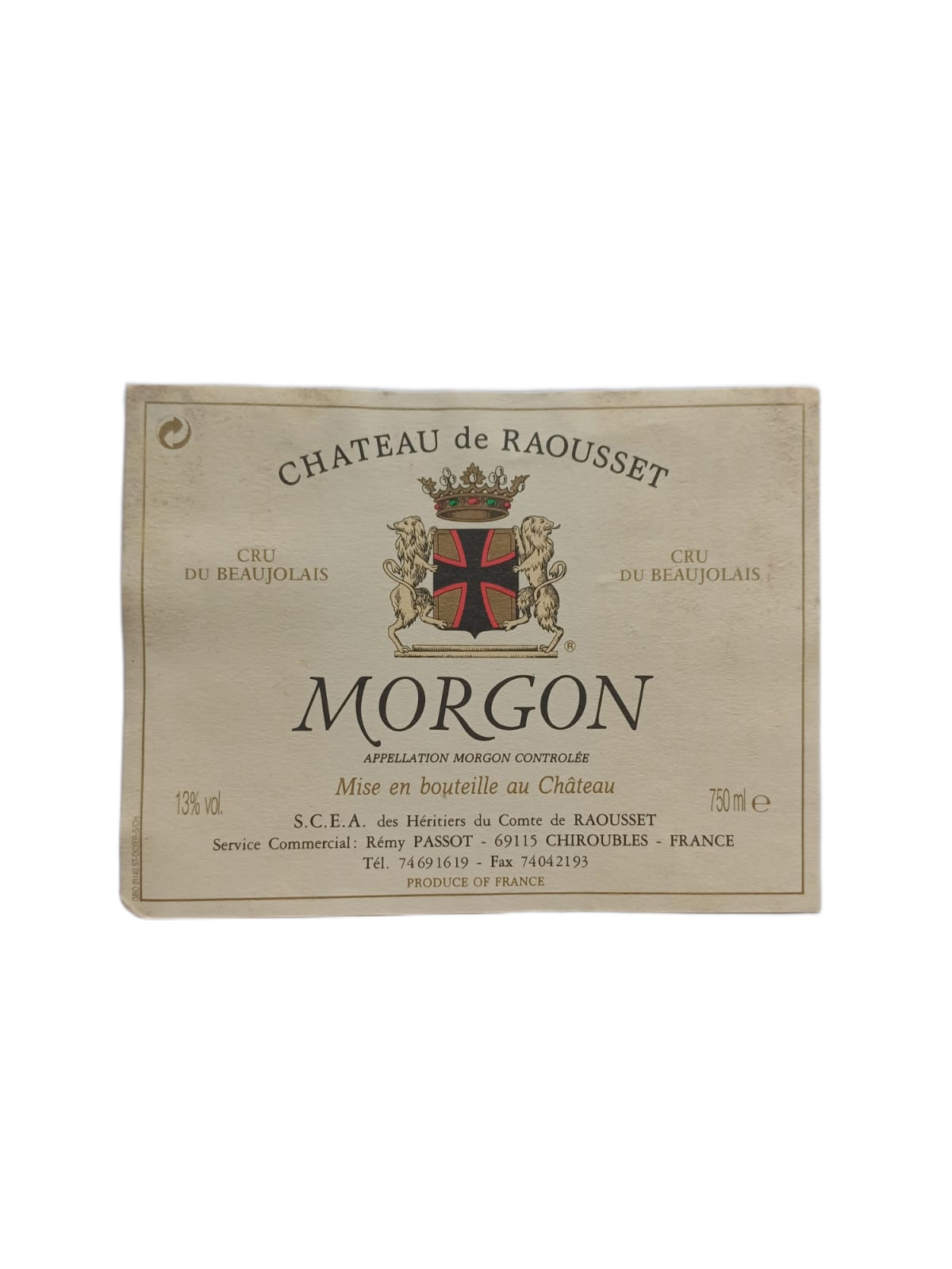 Étiquette vin Morgon – Château de Raousset Vinaé