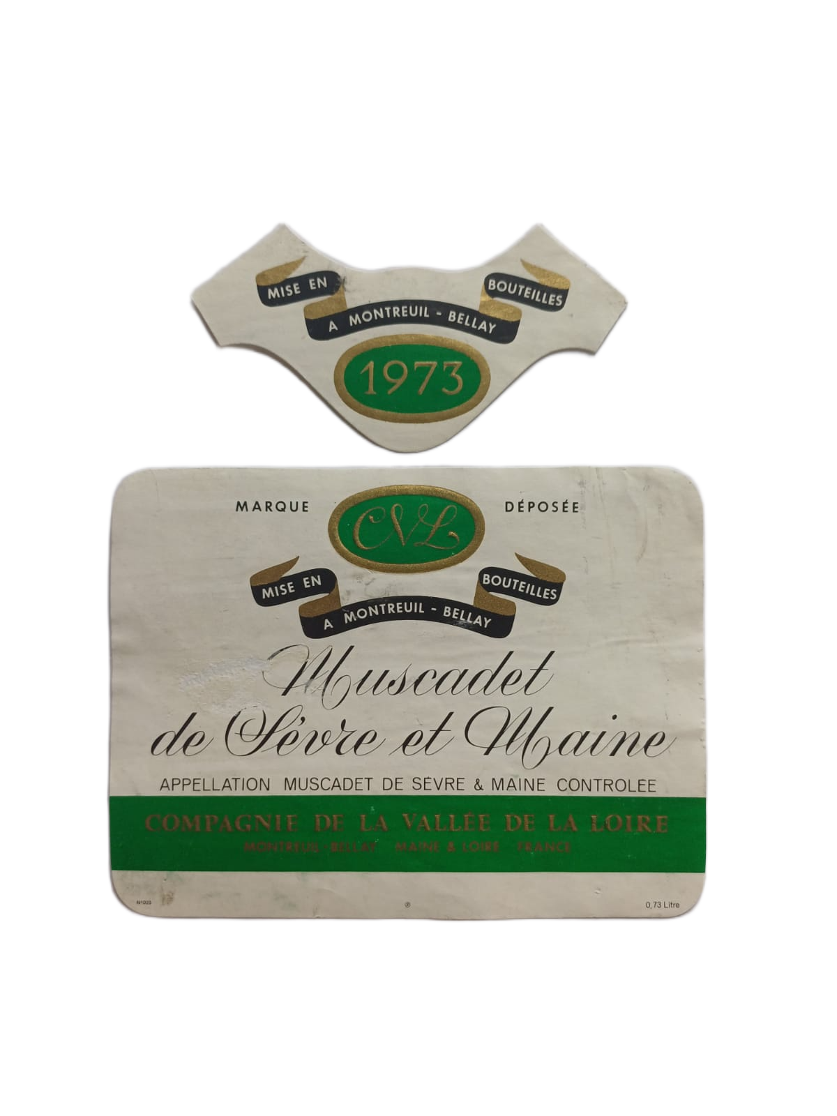 Étiquette vin Muscadet 1973 – Compagnie de la vallée de la loire Vinaé