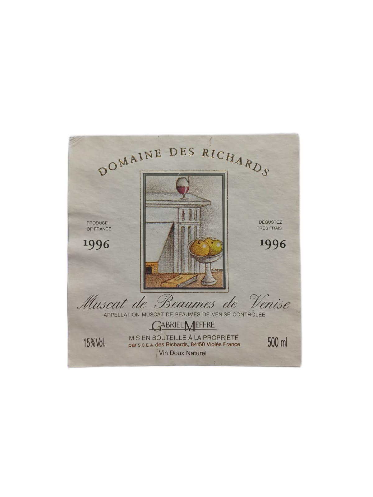 Étiquette vin Muscadet 1996 – Gabriel Meffre Vinaé