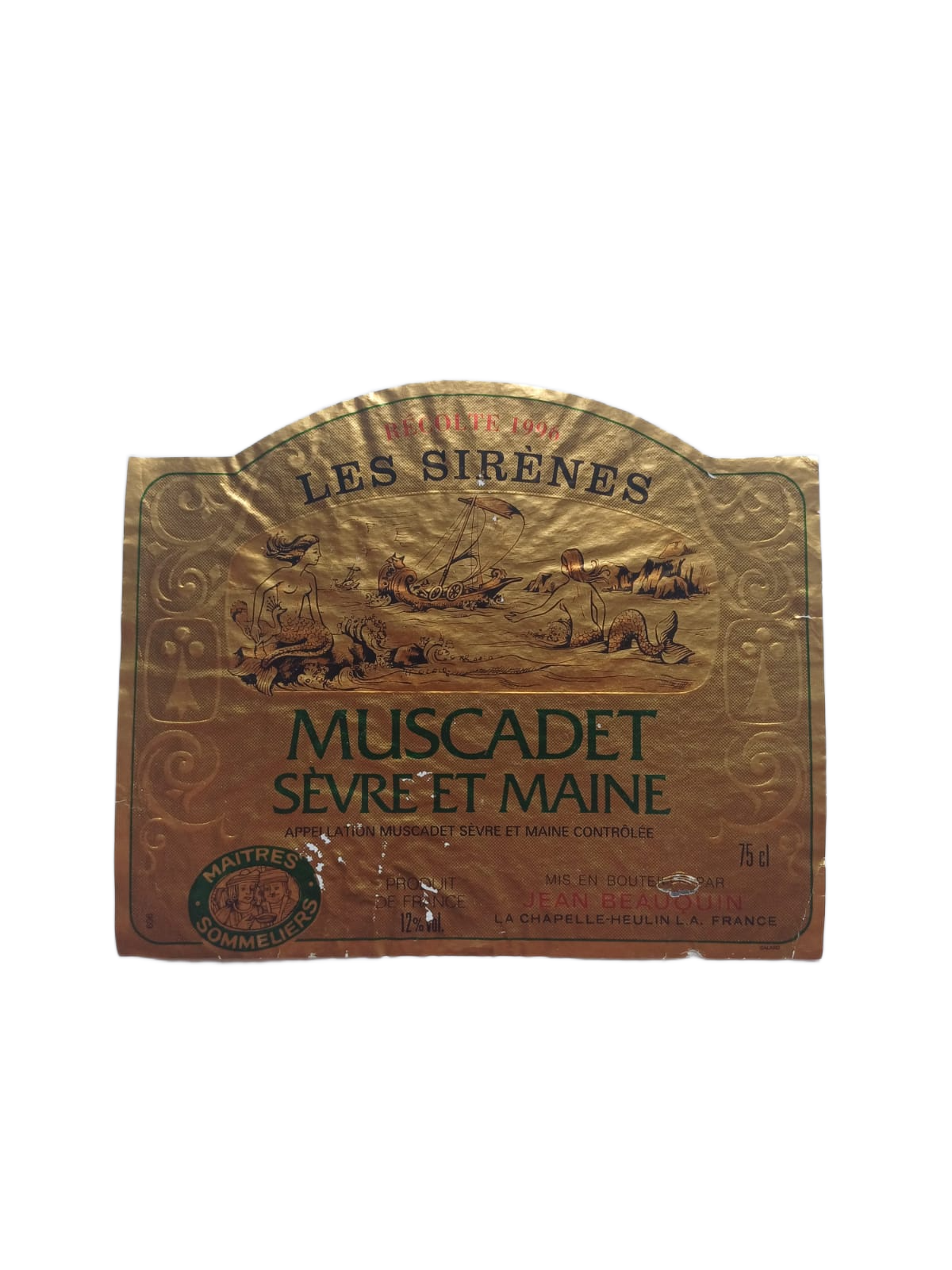 Étiquette vin Muscadet 1996 – Jean Beauquin Vinaé