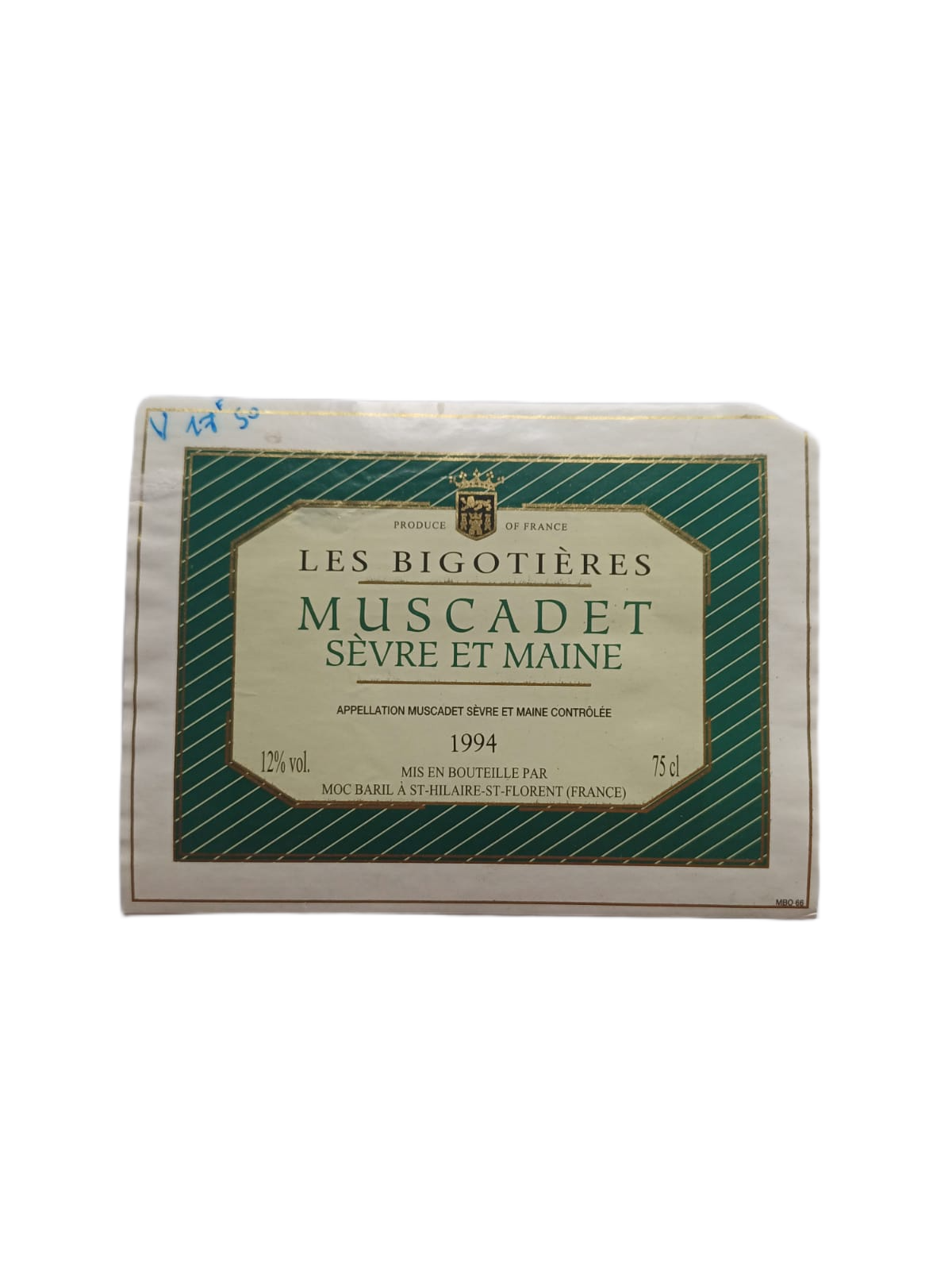 Étiquette vin Muscadet 1994 – Les Bigotières Vinaé