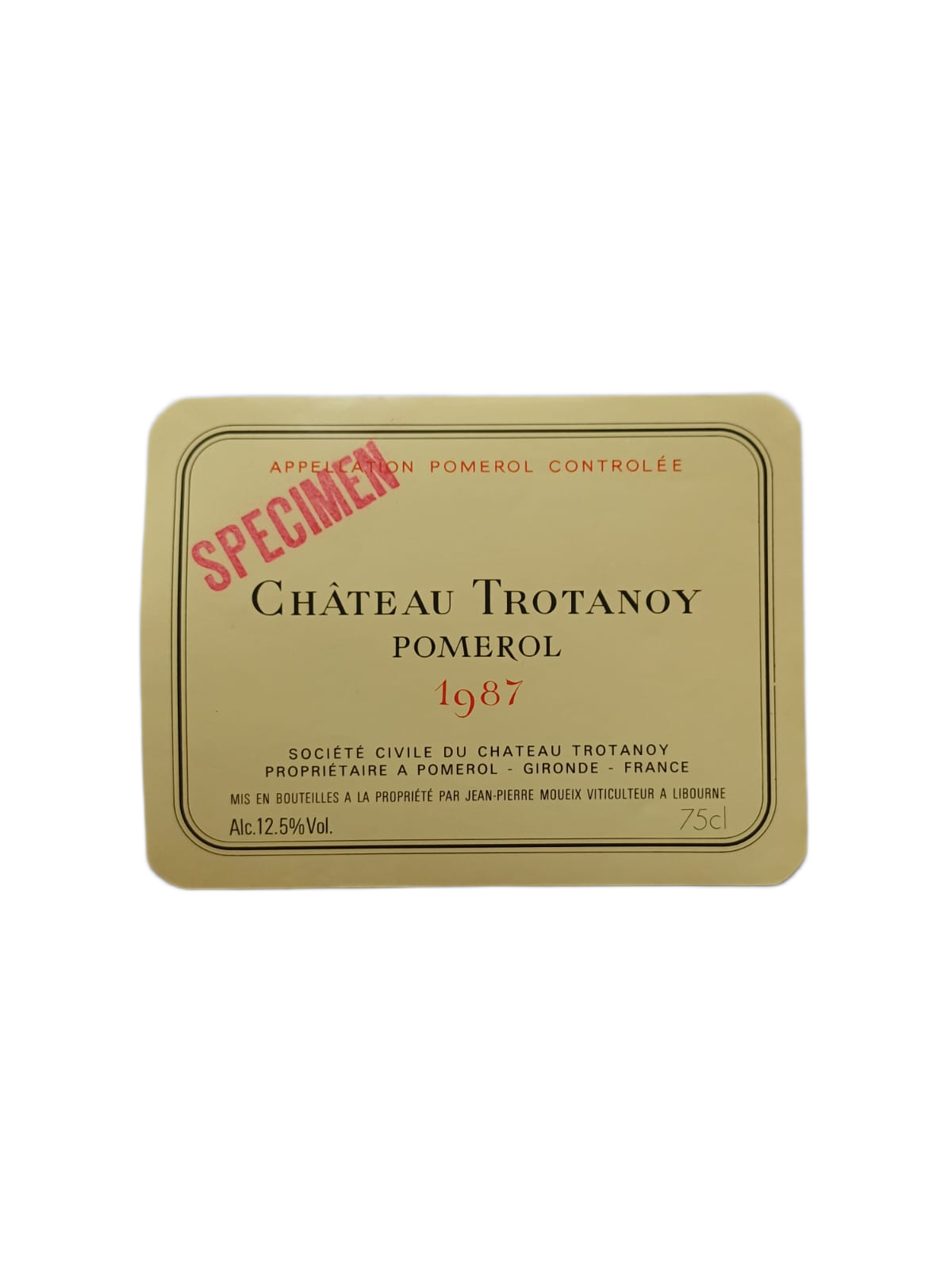 Étiquette vin Pomerol 1987 – Château trotanoy Vinaé