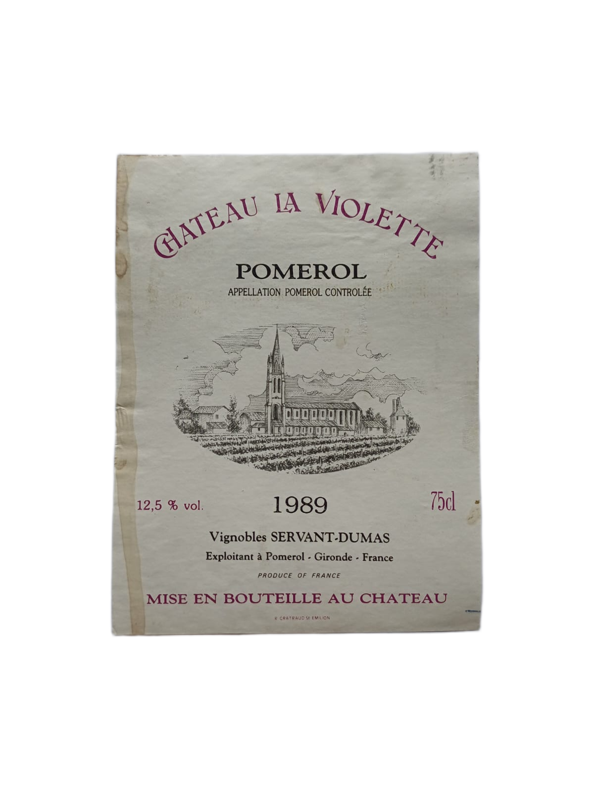 Étiquette vin Pomerol 1989 – Château La Violette Vinaé