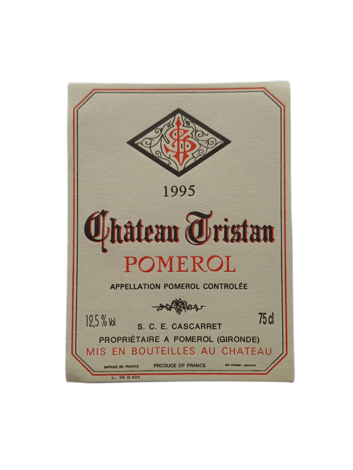 Étiquette vin Pomerol 1995 – Château tristan Vinaé