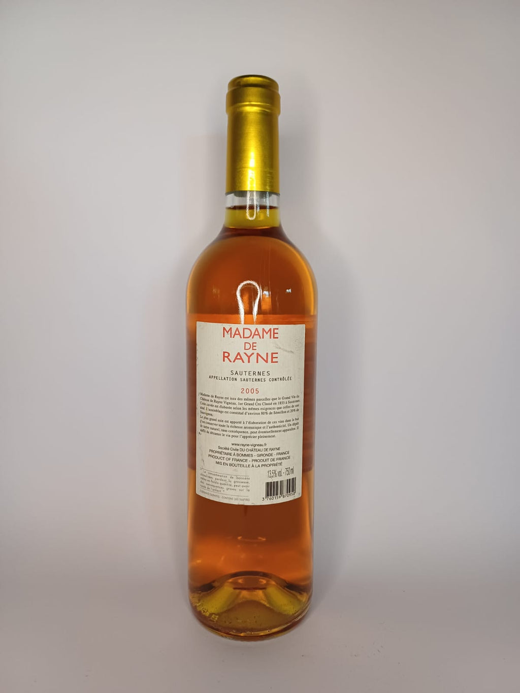 Bouteille de vin Sauternes 2005 – Madame de Rayne Vinaé