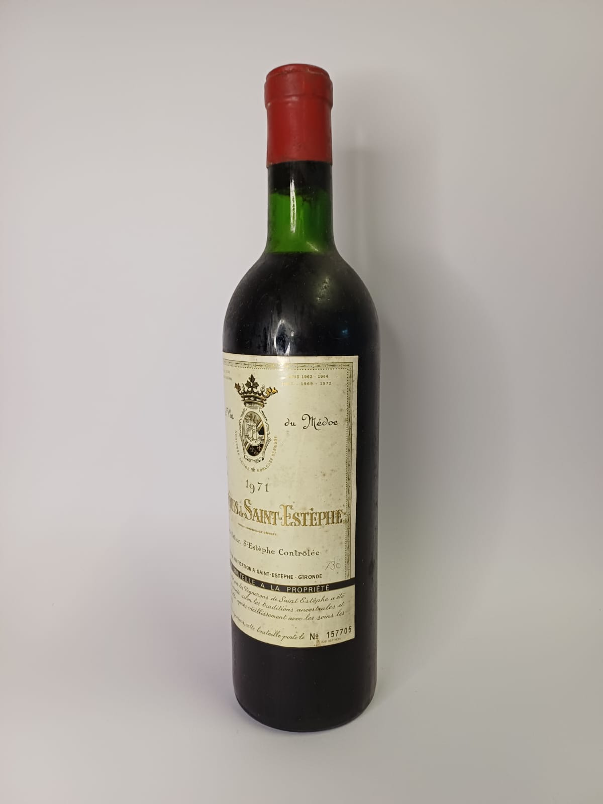 Bouteille de vin Saint-Estèphe 1971 – Marquis de Saint-Estèphe Vinaé
