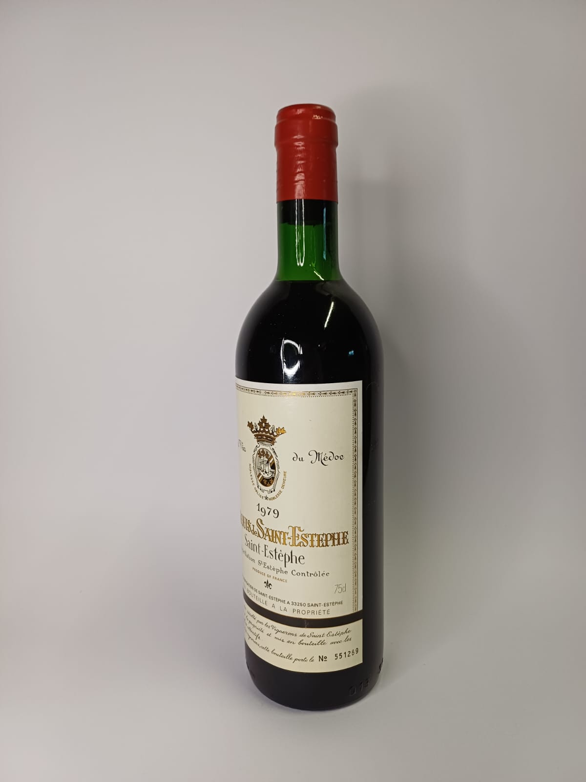 Bouteille de vin Saint-Estèphe 1979 – Marquis de Saint-Estèphe Vinaé