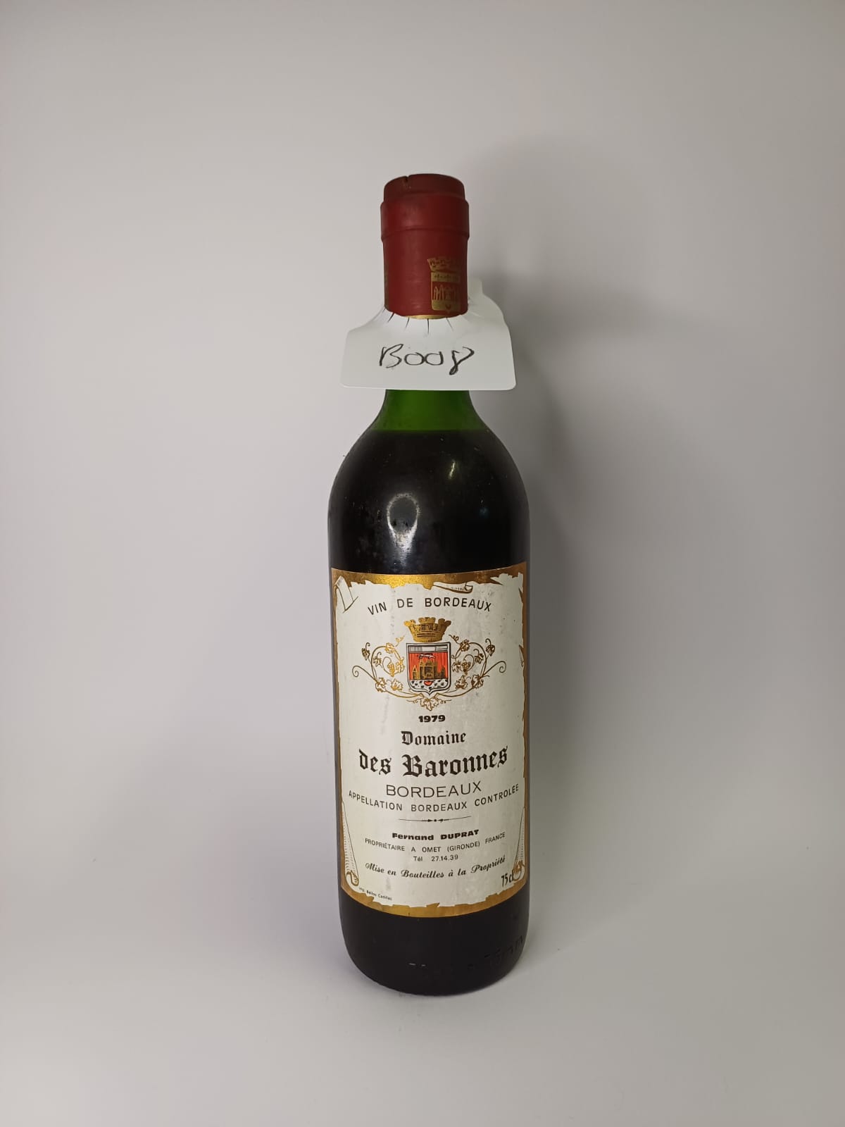Bouteille de vin Bordeaux 1979 – Domaine des Baronnes Vinaé