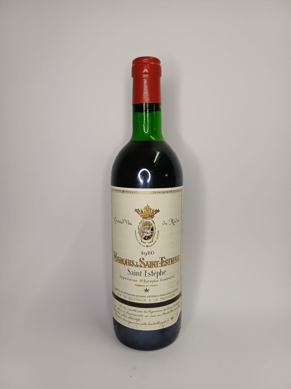 Bouteille de vin Saint-Estèphe 1980 – Marquis de Saint-Estèphe Vinaé