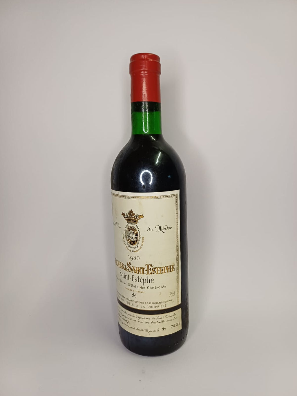 Bouteille de vin Saint-Estèphe 1980 – Marquis de Saint-Estèphe Vinaé
