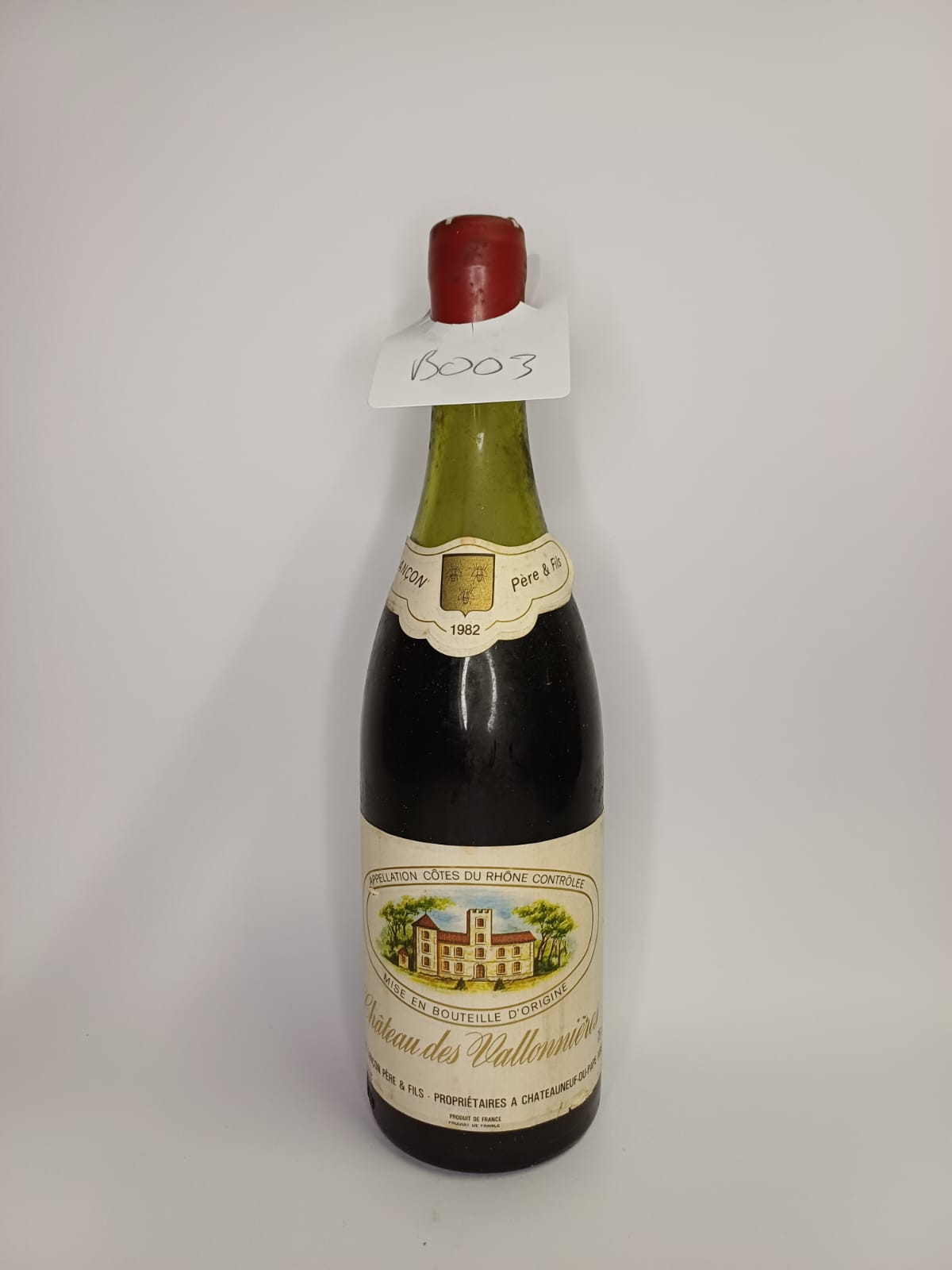 Bouteille de vin Côtes-du-Rhône 1982 – Château des Vallonières Vinaé