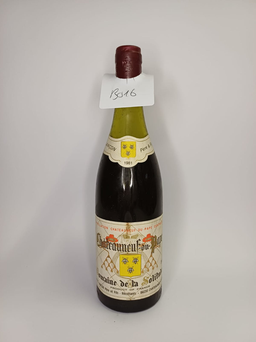 Bouteille de vin Châteauneuf-du-Pape 1981 – Domaine de la solitude Vinaé