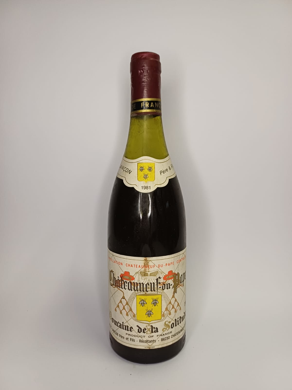 Bouteille de vin Châteauneuf-du-Pape 1981 – Domaine de la solitude Vinaé