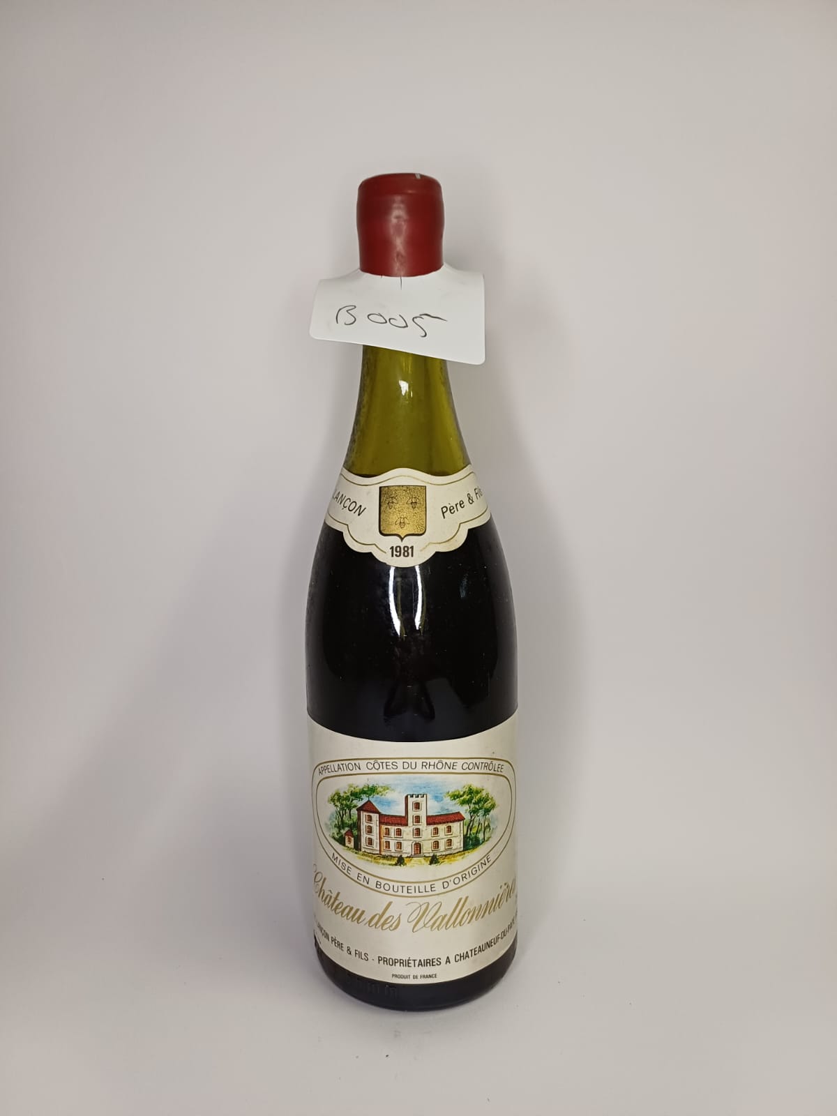 Bouteille de vin Côtes-du-Rhône 1981 – Château des Vallonières Vinaé