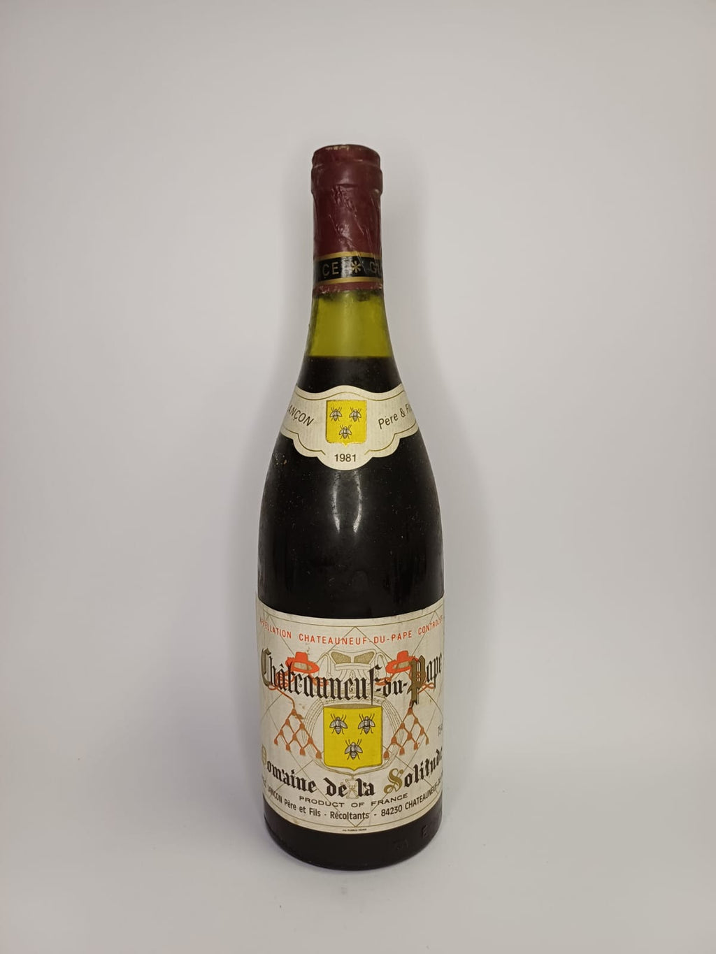 Bouteille de vin Châteauneuf-du-Pape 1981 – Domaine de la solitude Vinaé