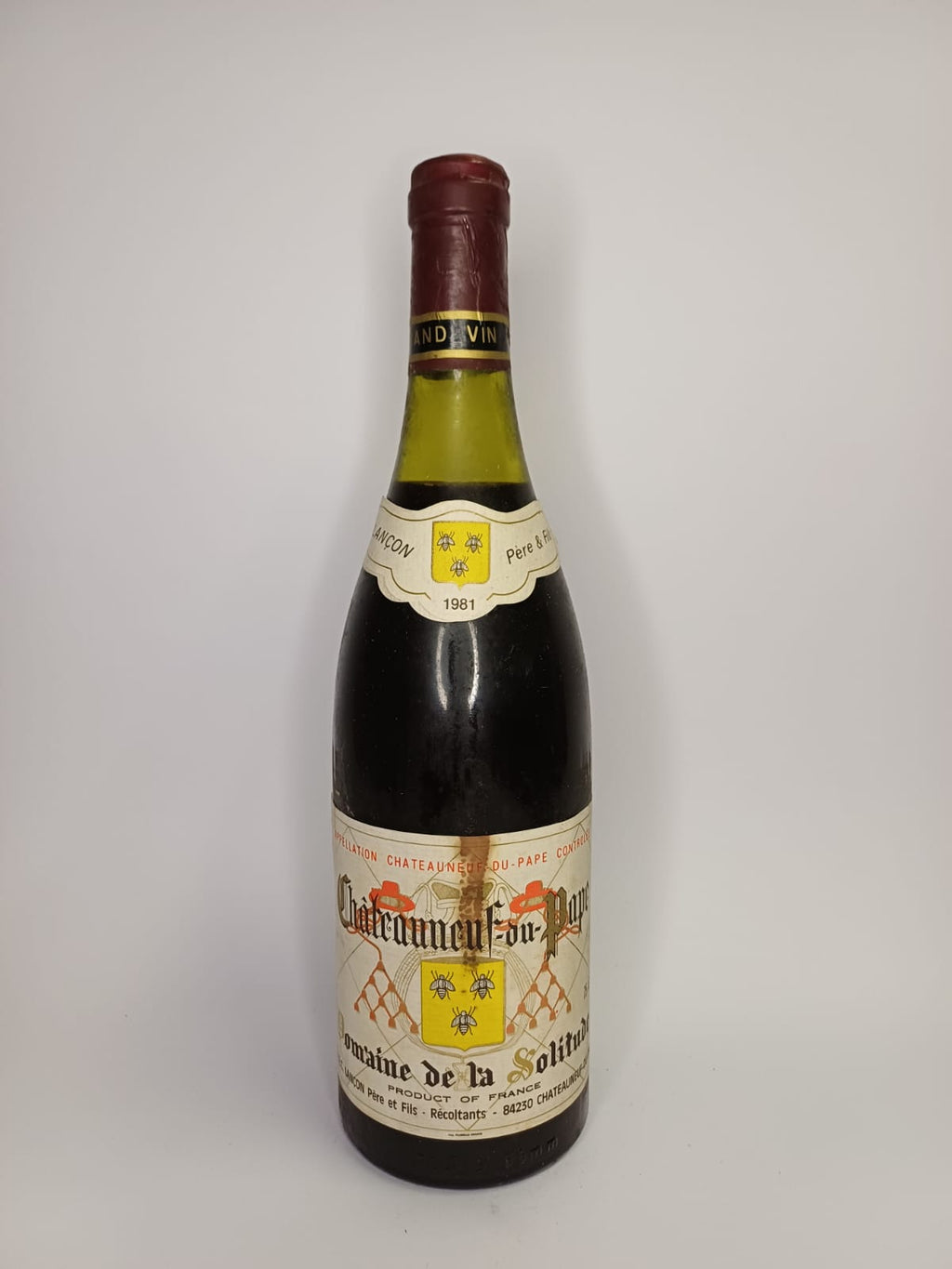 Bouteille de vin Châteauneuf-du-Pape 1981 – Domaine de la solitude Vinaé
