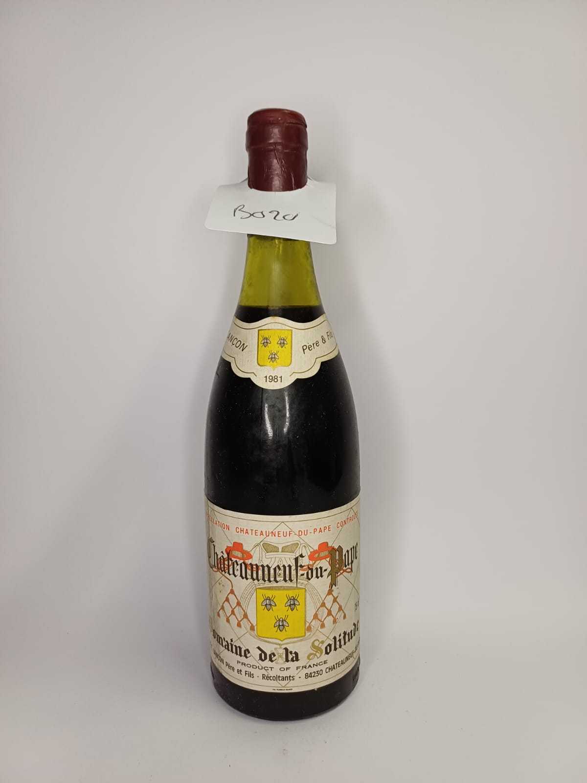 Bouteille de vin Châteauneuf-du-Pape 1981 – Domaine de la solitude Vinaé