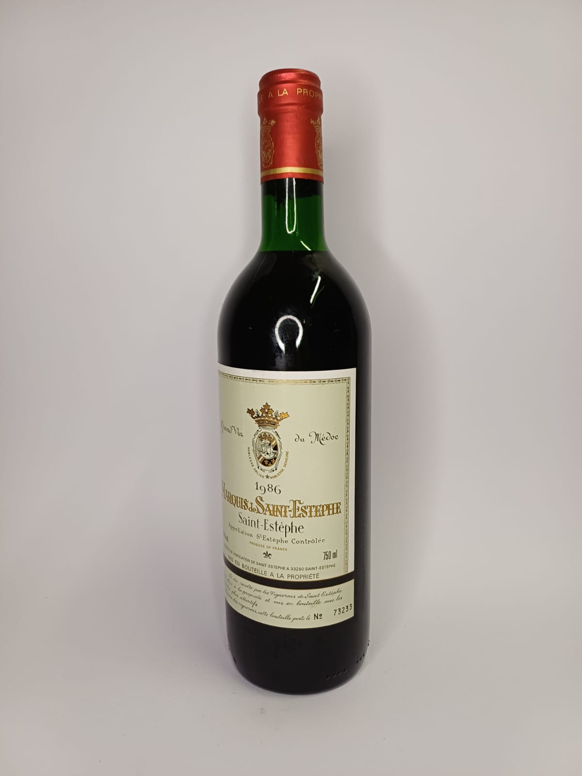 Bouteille de vin Saint-Estèphe 1986 – Marquis de Saint-Estèphe Vinaé