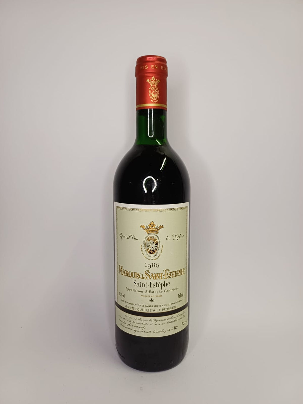 Bouteille de vin Saint-Estèphe 1986 – Marquis de Saint-Estèphe Vinaé