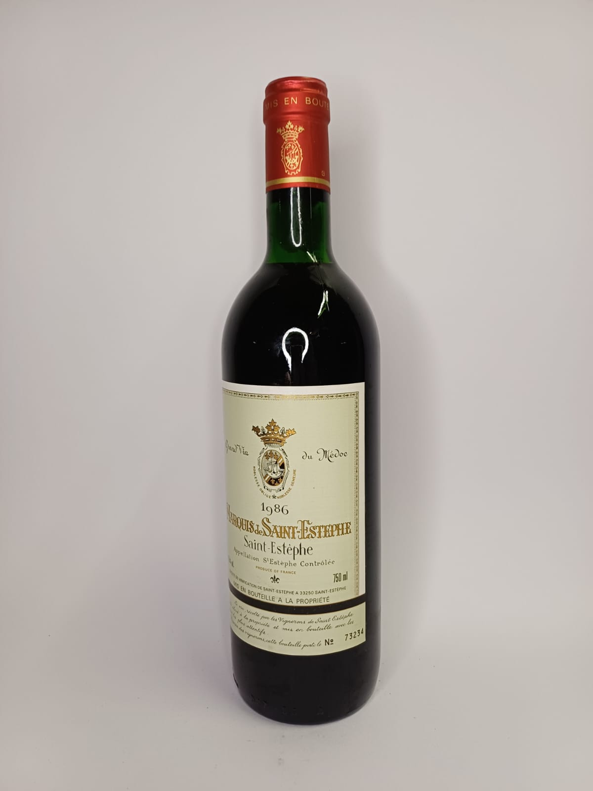 Bouteille de vin Saint-Estèphe 1986 – Marquis de Saint-Estèphe Vinaé