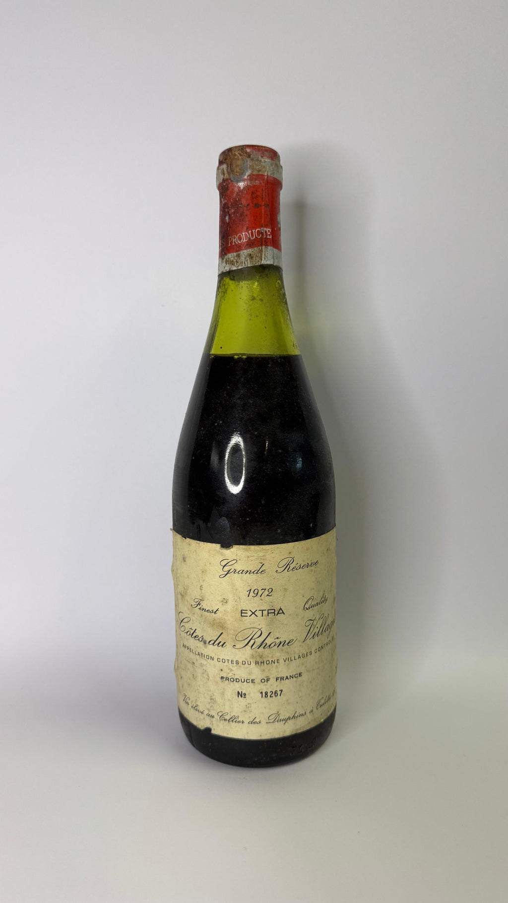 Bouteille de vin Côtes du Rhône Villages 1972 – Cellier des Dauphins