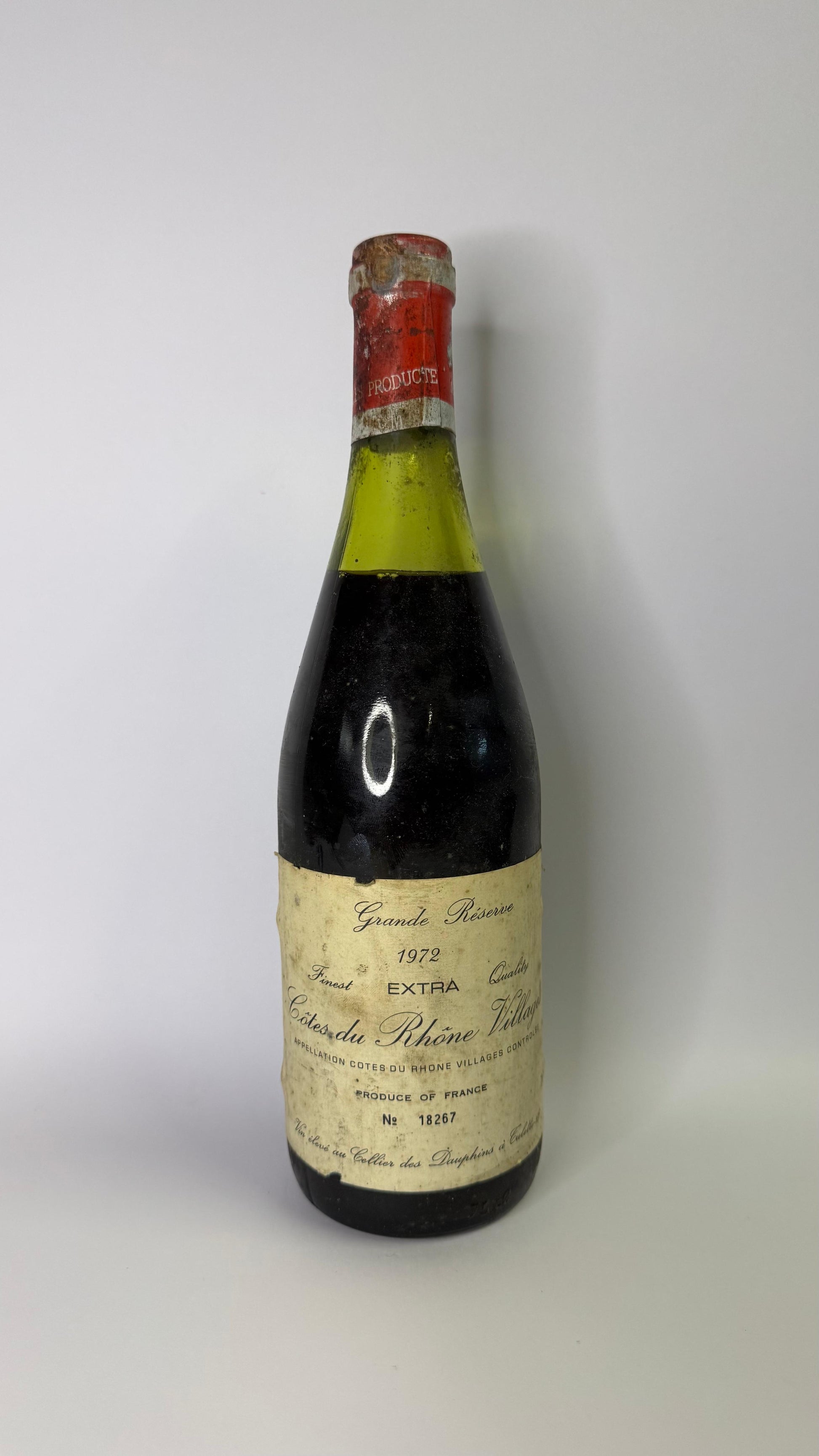 Bouteille de vin Côtes du Rhône Villages 1972 – Cellier des Dauphins