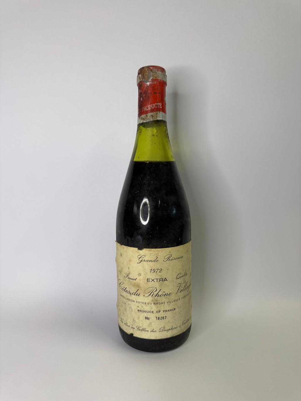 Bouteille de vin Côtes du Rhône Villages 1972 – Cellier des Dauphins