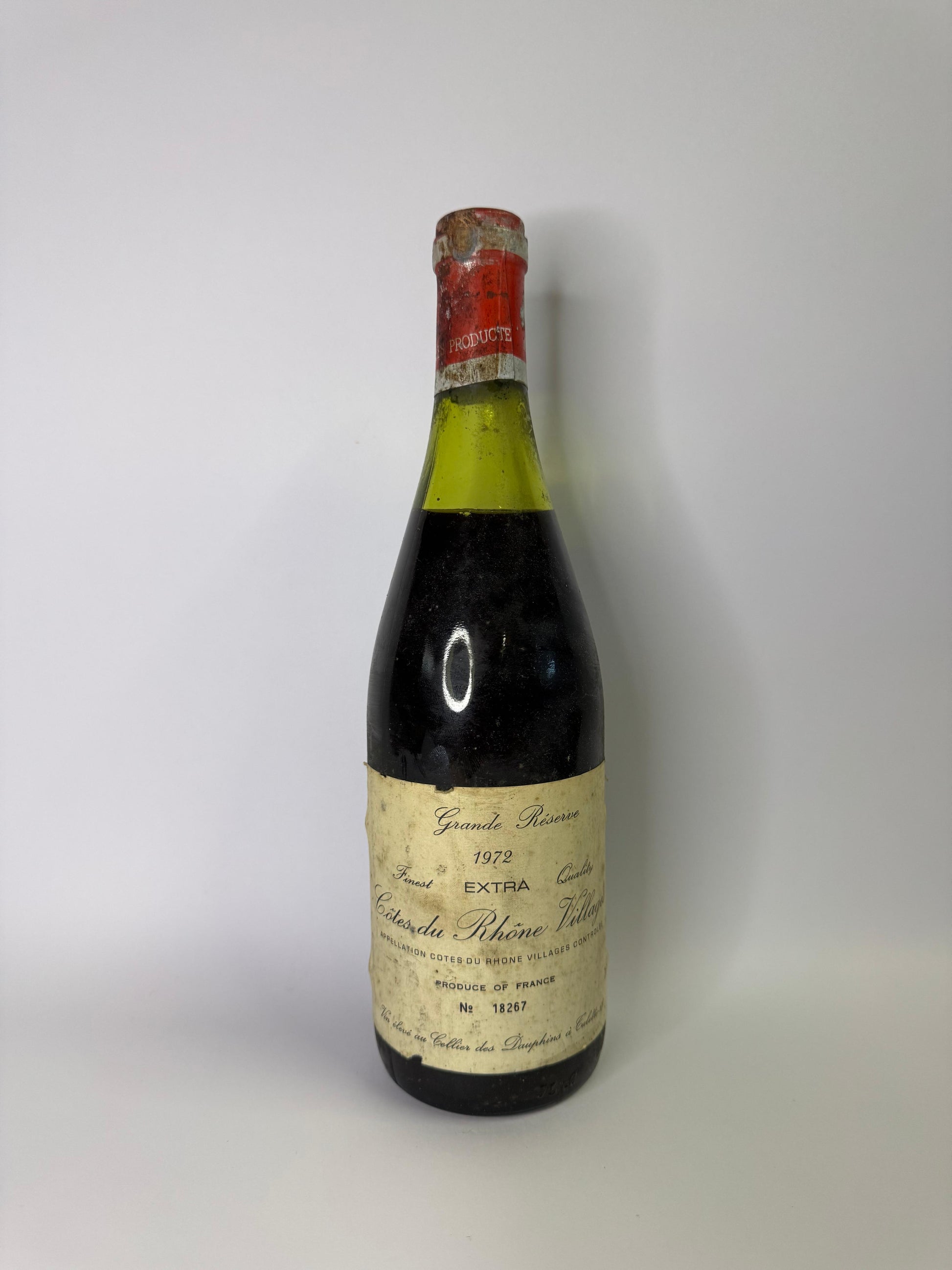 Bouteille de vin Côtes du Rhône Villages 1972 – Cellier des Dauphins