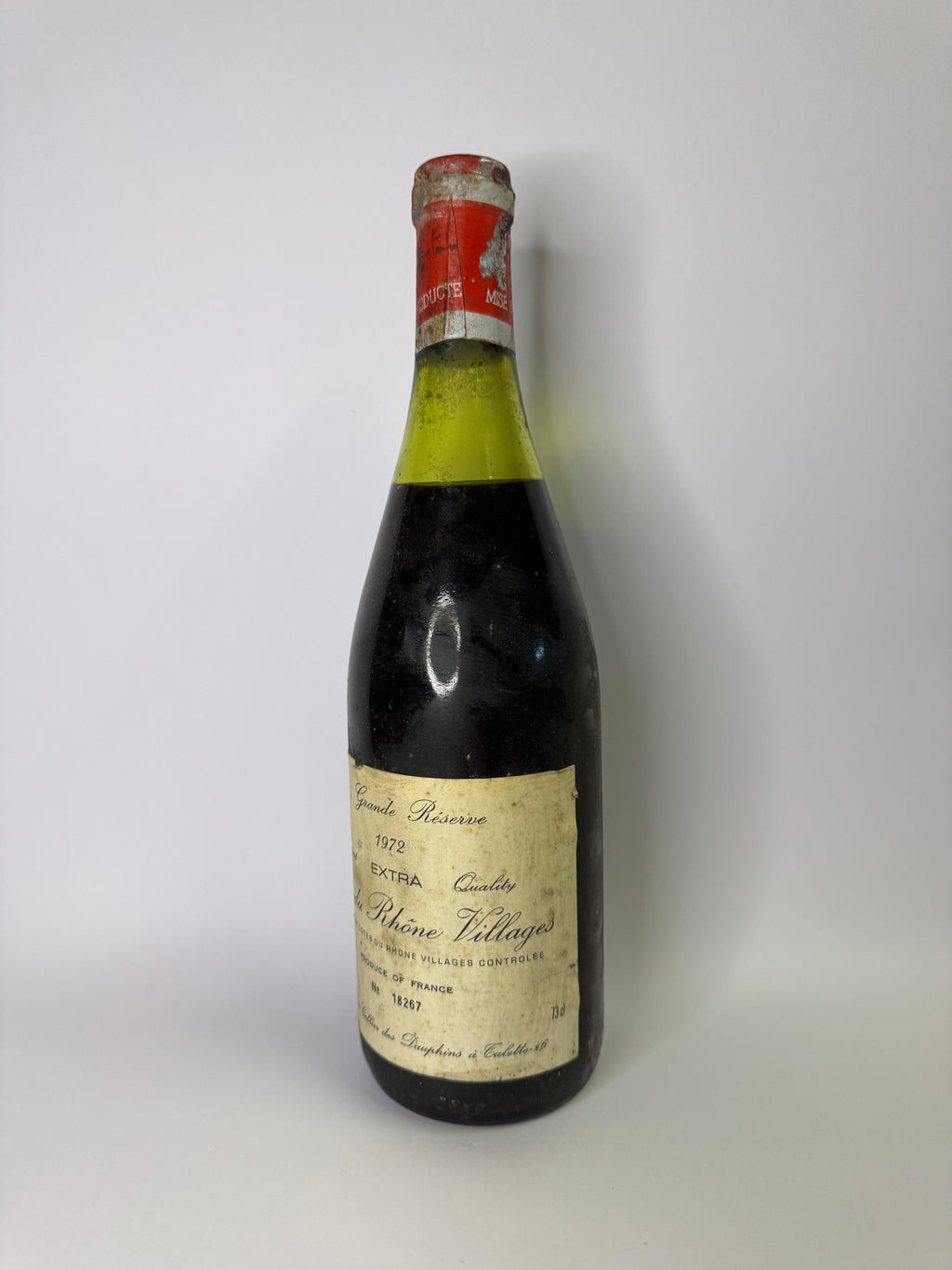 Bouteille de vin Côtes du Rhône Villages 1972 – Cellier des Dauphins