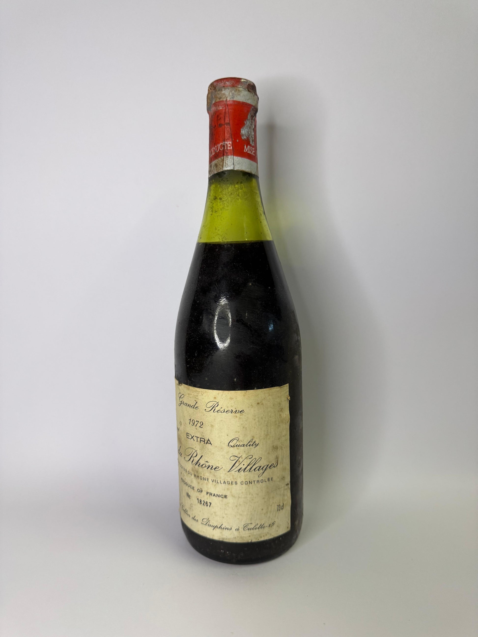 Bouteille de vin Côtes du Rhône Villages 1972 – Cellier des Dauphins