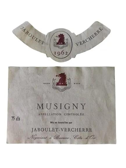 Étiquette Musigny 1962 (Jaboulet-vercherre) Vinaé