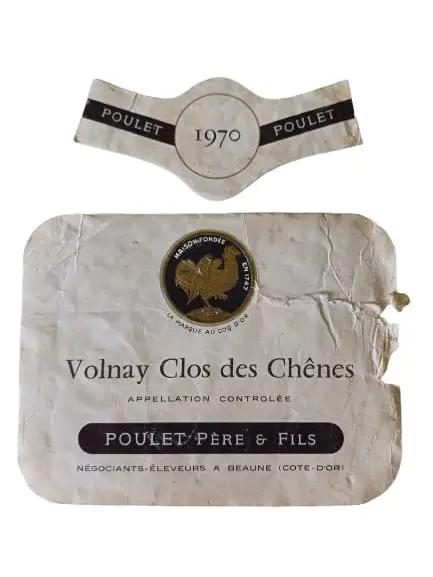 Étiquette Volnay clos des chênes 1970 (Poulet père et fils) Vinaé