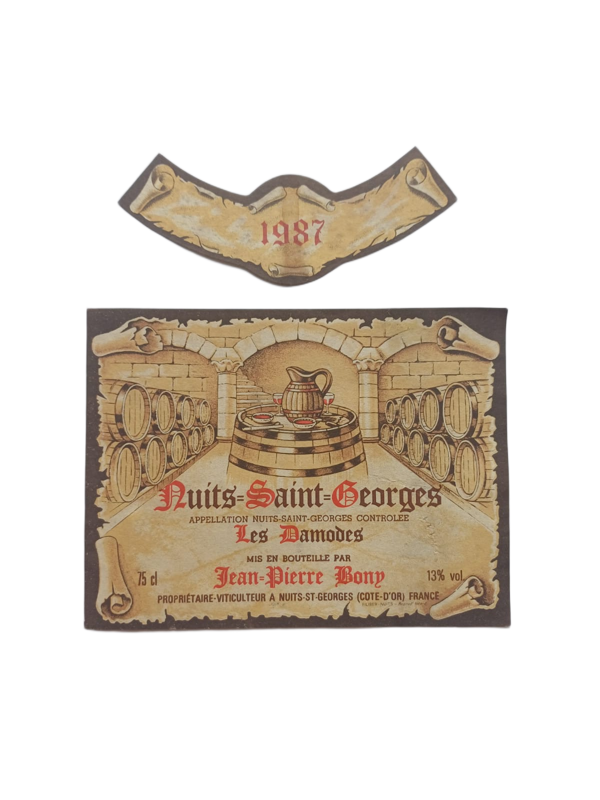 Étiquette vin Nuits-Saint-Georges 1987 – Jean Pierre Bony Vinaé