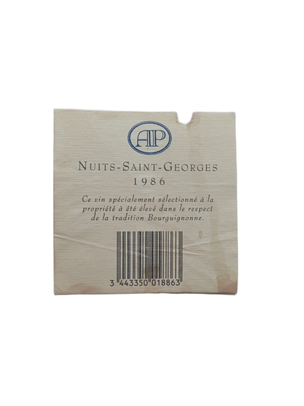Étiquette vin Nuits-Saint-Georges 1986 – Domaine Baron de Rebacques Vinaé
