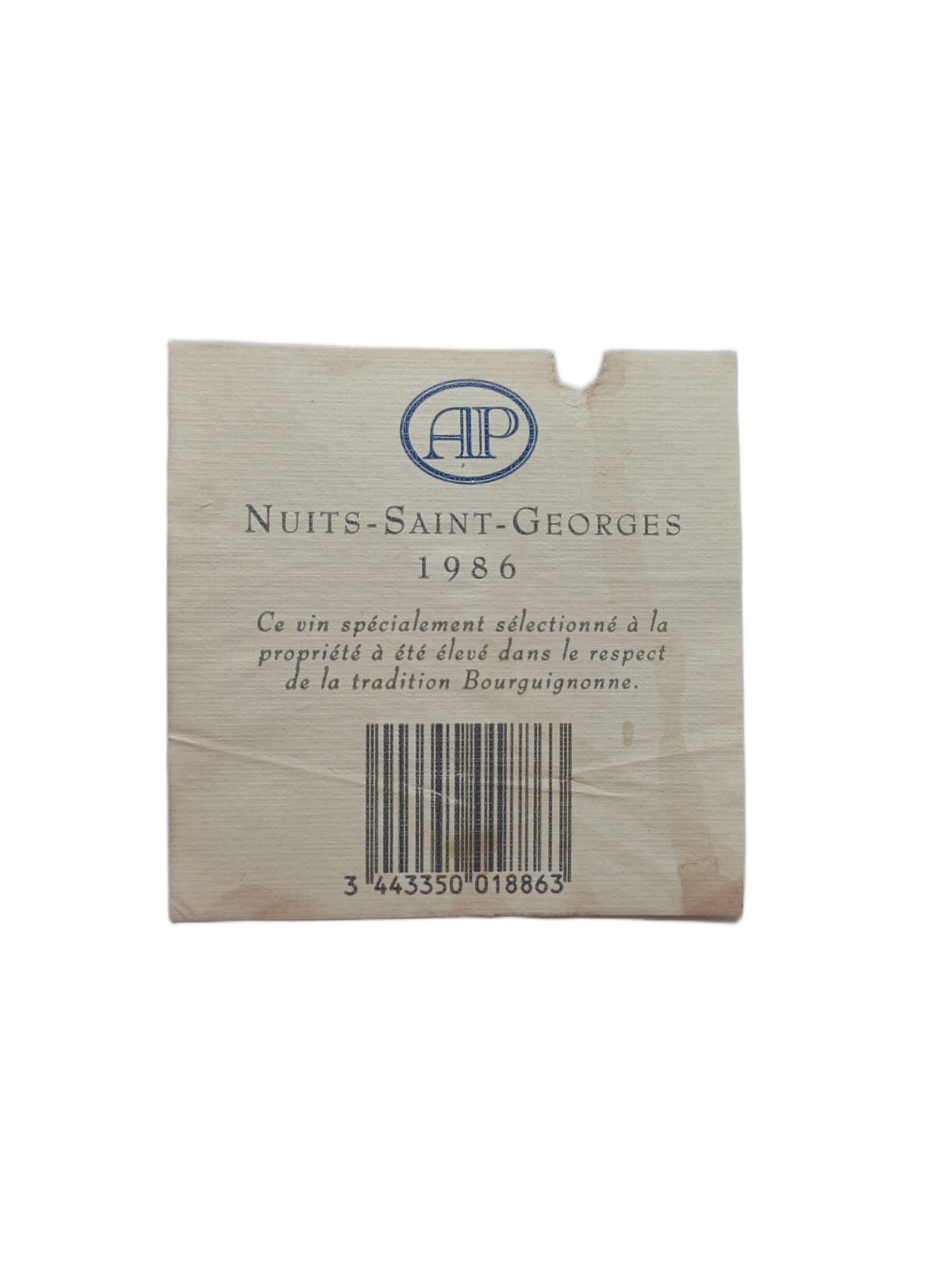 Étiquette vin Nuits-Saint-Georges 1986 – Domaine Baron de Rebacques Vinaé